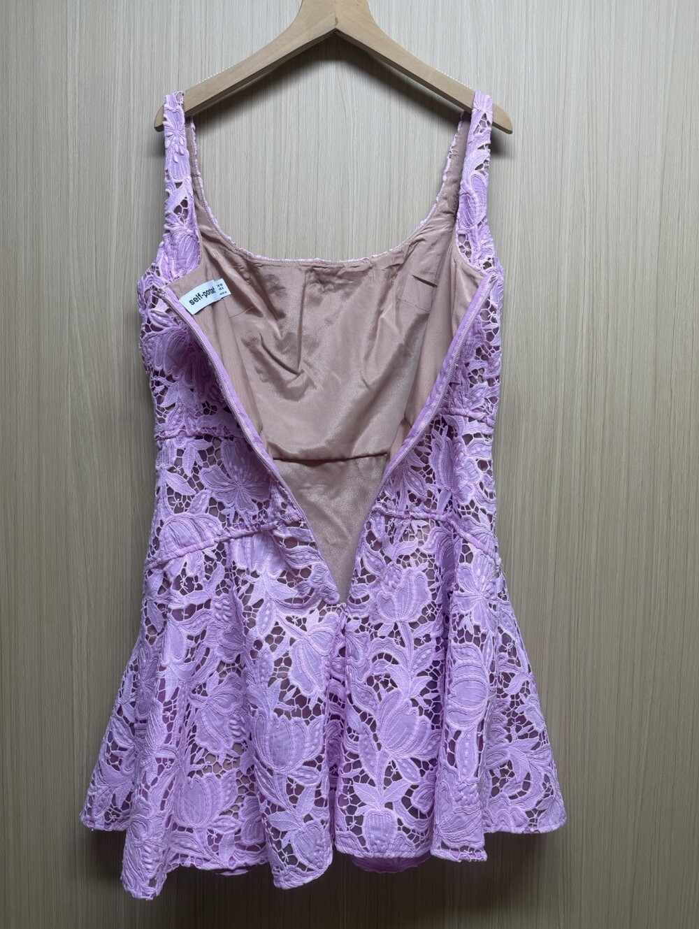 Self Portrait Pink Lace Flared Mini Dress - Picture 12 of 13